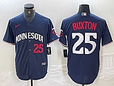 Men's Minnesota Twins #25 Byron Buxton Number 2023 Navy Blue Cool Base Stitched Jersey,baseball caps,new era cap wholesale,wholesale hats